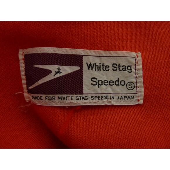 Vintage 70s Orange Zippered Jacket White Stag Speedo Japan Size Small S Retro - Picture 3 of 6